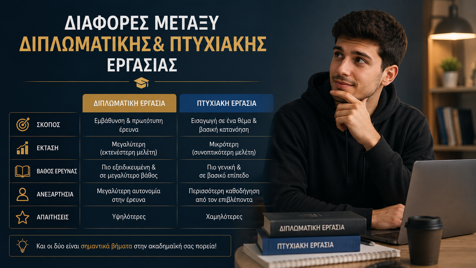 Διαφορές μεταξύ Διπλωματικής και Πτυχιακής εργασίας