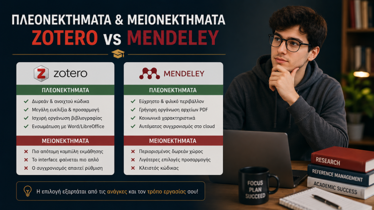 Πλεονεκτήματα και μειονεκτήματα Zotero vs Mendeley