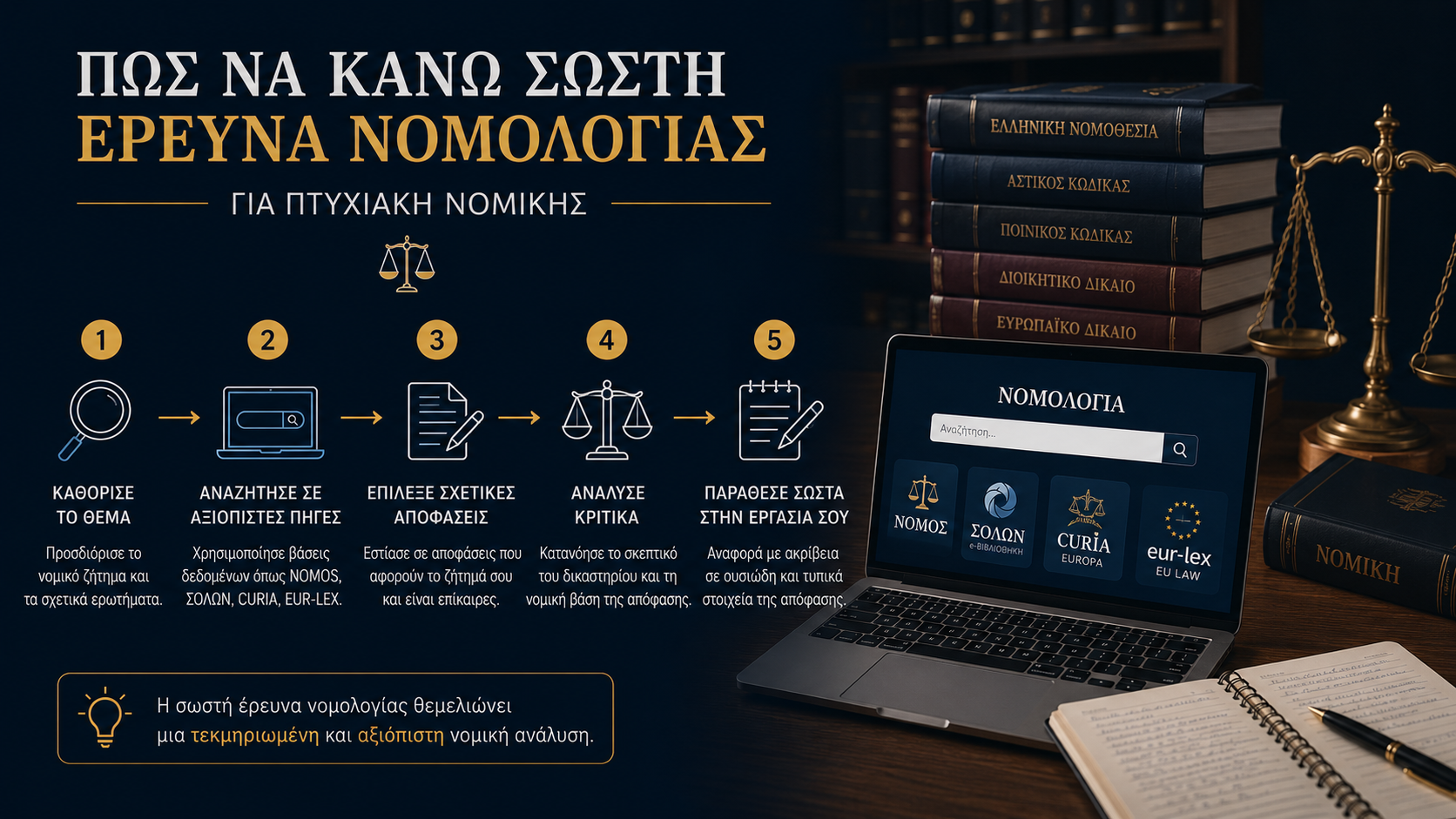 Πώς να κάνω σωστή έρευνα νομολογίας για πτυχιακή Νομικής