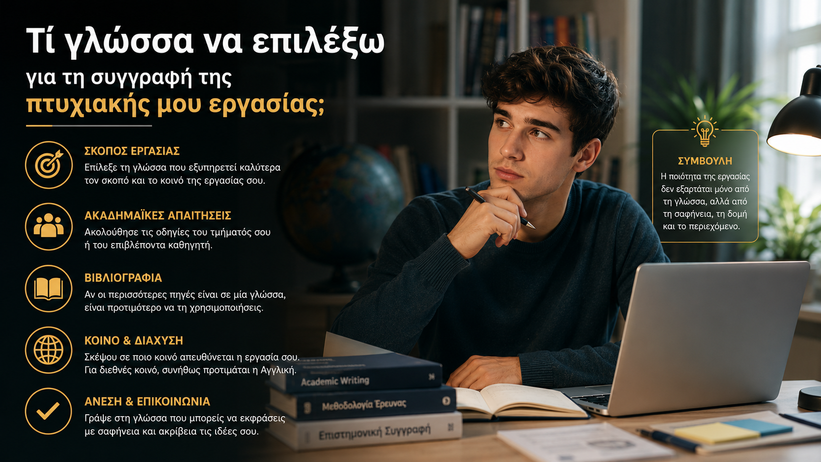 Τί γλώσσα να επιλέξω για τη συγγραφή της πτυχιακής μου εργασίας