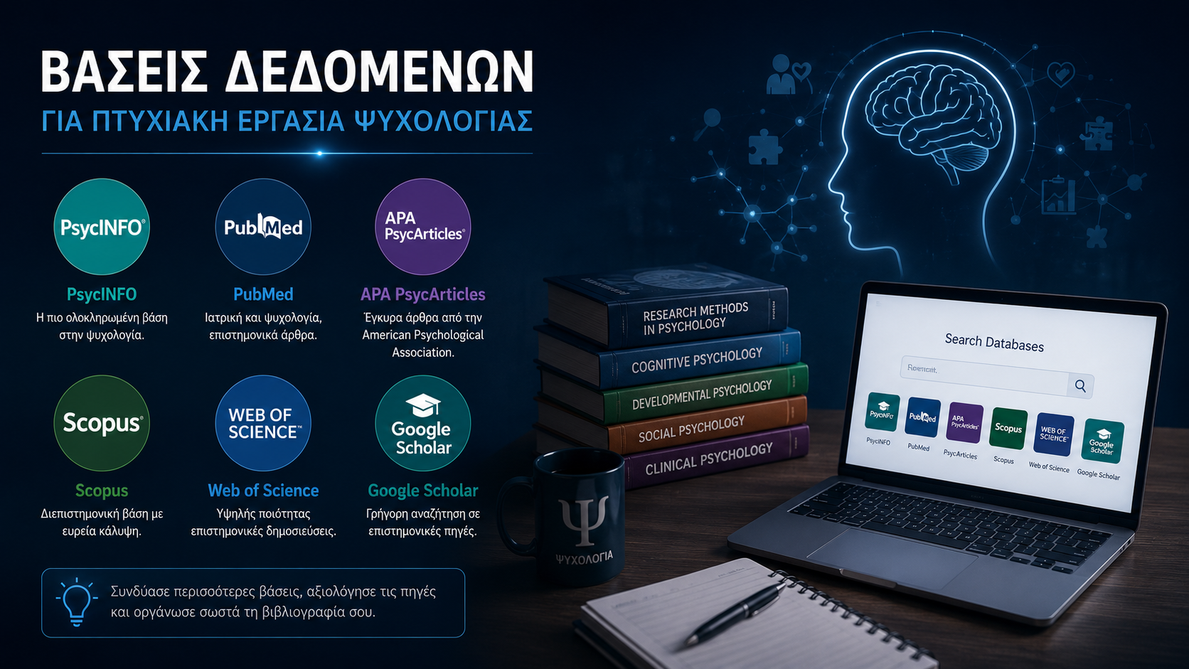 βάσεις δεδομένων για πτυχιακή εργασία Ψυχολογίας